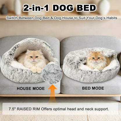 Dog Beds Medium Size Dogs, Calming Deluxe Plush Dog Cave Bed for Medium Dogs - Removable & Washable with Zipper, Built-in Support & Stable Non-Collapsible, Pet Bed for Dogs & Cats 32×32Inch - size: 80cm-gray bed