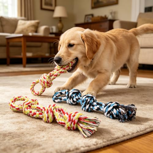 2026 New Dog Rope Toys 2 Nearly Indestructible Pet Toys for Medium to Large Breed, Dental Cleaning Chew Toys, Dogs Tug Toy for Boredom, Teething for Aggressive Chewers