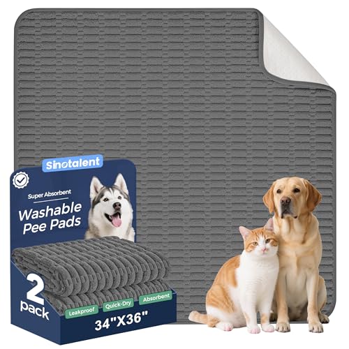 Washable Pee Pads for Dogs, 2 Pack Reusable Puppy Pads Dog Pads, Non-Slip Dog Pee Pads, Leakproof Pet Pee Pads Wee Wee Pads for Dogs. (Dark Grey, 34"x36"(Pack of 2)) - color: Dark Grey, size: 34"x36"(Pack of 2)