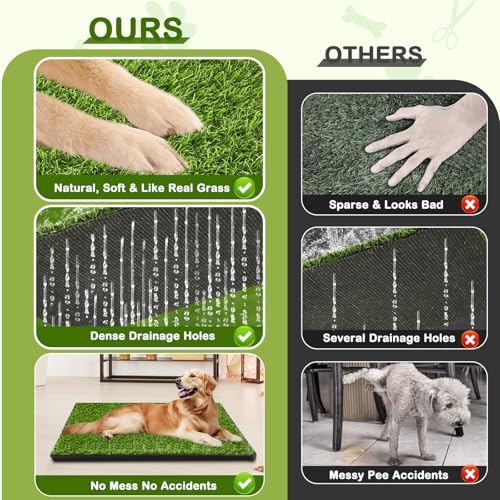 Dog Grass Pad with Tray, 34''X23'' Large Artificial Turf Grass Potty, Reusable Puppy Pee Pads for Dogs, Portable Dog Litter Box for Indoor/Outdoor Potty Training Toilet - size: Large