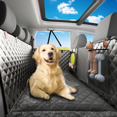 Car Back Seat Pet Cover for Dogs Back Seats Protector, Soft Inflatable Cushion Backseat Extender Comfortable Dog Hammock, Waterproof Dog Bed Rear Travel Accessories for Car,SUV,Truck - color: Black with Inflatable Cushion, size: For Cars/ Mid-Size SUV/ Sm