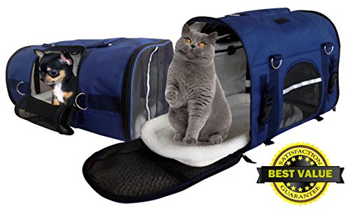 6-in-1 Sturdy Pet Carrier Backpack, Front Pack, Shoulder Bag, Pet Hand Bag, Car Seat Crate, Soft-Sided pet Carrier, Small Dog & Cat Travel Carrier, Size Large for Pets 18-21” Long, by Natuvalle. - size: L: For pets 18-21” Long, 14” High & MAX 22 Lb