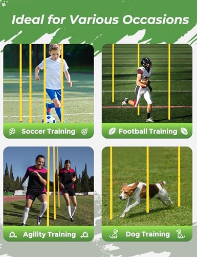 SEAOTTER Soccer Agility Training Poles, 6/10/20Pcs 6FT Adjustable Detachable Sports Speed Training Sticks, Practice Equipment Accessories for Football, Slalom & Rugby, Bending Poles for Horses - size: 20 pack