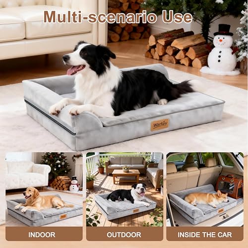 Dog Bed Medium Size Dog, Orthopedic Dog Bed for Medium Dogs, Waterproof Memory Foam Pet Bed, Grey - 28x23x6.3in - size: One Size