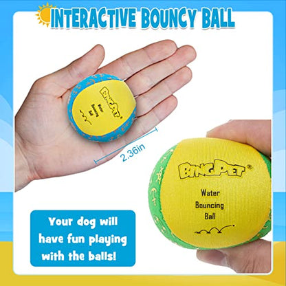 BINGPET Dog Pool Toys, Floating Dog Ball 2 Pack, Dog Water Bouncing Balls Toy, Interactive Dog Training Games Chew Balls for Small and Medium Dogs - color: Yellow