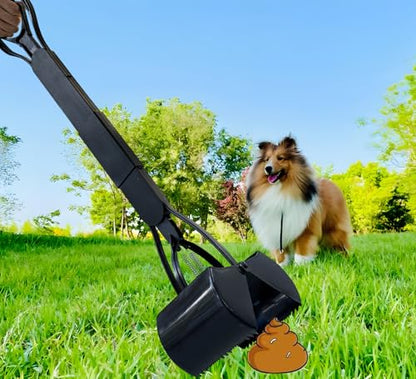 ienjoyed 32" Dog Pooper Scooper for Small Dog to Large Dog, Heavy Duty Dog Poop Scooper for Yard & Walks, Durable Double Spring Clamp, Simple One Step Assembly (Black) - size: Black(32-inch)