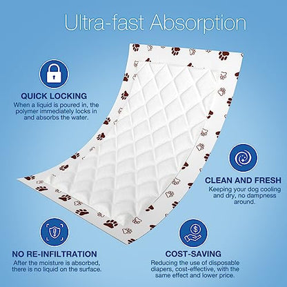 MICOOYO Dog Diaper Liners, Dog Diaper Pads, Disposable Dogs Booster Pads for Puppy, Belly Band Dogs Diapers Liners Male Doggie Diapers Inserts (Paws, XS 50Count) - size: XS 50Count