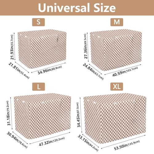 Dog Crates Covers Taupe Plaid Checkered Pet Kennel Cover Rollers Shades - size: S--30 x 19 x 21 inches