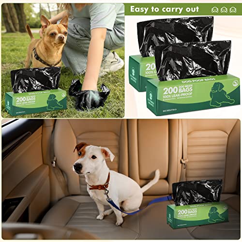 Sherr 20 Boxed Rolls 4000 Counts Dog Poop Bags Bulk Leak Proof Dog Waste Bags Universal Pet Doggy Waste Poop Box for Puppy Pets Outdoor Walking and Travel, 20 Rolls of 200(Black) - color: Black