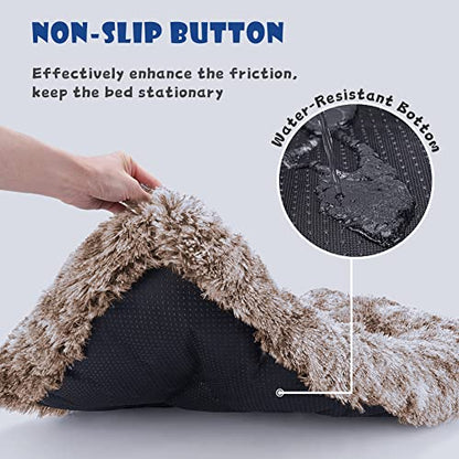 Dog Crate Pad for Large Dogs, 36 inch, Deluxe Plush Anti-Slip Pet Bed, Fully Kennel Pad - color: Brown, size: Large 36"x24"