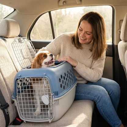 Small Dog Crate 25 lbs, 2 Door Portable Travel Kennel, Blue | Designed for Real-Life Everyday Use;Helps Build Better Pet Behavior Habits;Reduces Owner Stress in Busy Moments