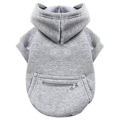 Jecikelon Dog Hoodies for Small Dogs with Zipper Pocket, Soft Fleece Puppy Clothes with Rope Hat, Warm Winter Outfits Cold Weather Coats, Cute Sweatshirt Chihuahua Costume (X-Small, Y02-Grey) - color: Y02-Grey, size: X-Small