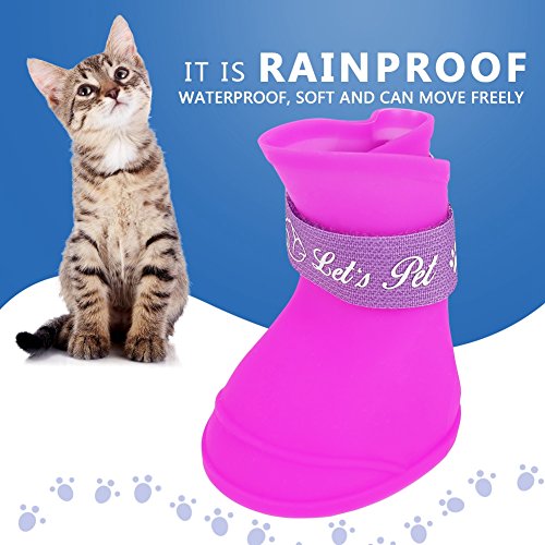 FILFEEL Pet Rain Shoes, Silicone Dog Cute Boots Anti-Slip Protective (L Color)