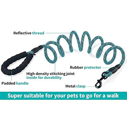 Heavy Duty Dog Leash Rope Comfortable Padded Handle Reflective Pet Leashes For Medium Large Dogs Walking Training Hiking White