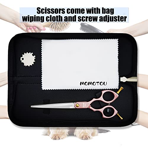 6.5'' Small Pink Straight Dog Grooming Scissors Professional Trimming Shears with Ultra-Lightweight Offset Handle 440C Stainless Steel Pet Scissors for Face and Paws - color: Pink Straight