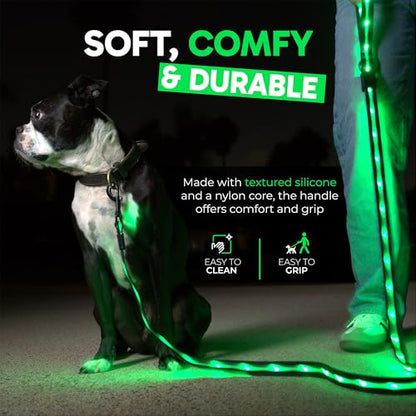 Luminoid LED Dog Leash | 6 ft | USB Rechargeable | 12 Multi-Color Animated Effects | Ultra-Bright LEDs Light-up Leash Keeps You & Dog Safe - by Glowy Zoey