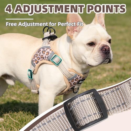 PUPTECK Dog Harness Small Sized Dog, Step in Adjustable Reflective Dog Vest Harness Escape Proof, No Pull Soft Padded Harness Easy Control, Brown Leopard, M - color: Brown(Leopard), size: M (CHEST: 14.5"-20")