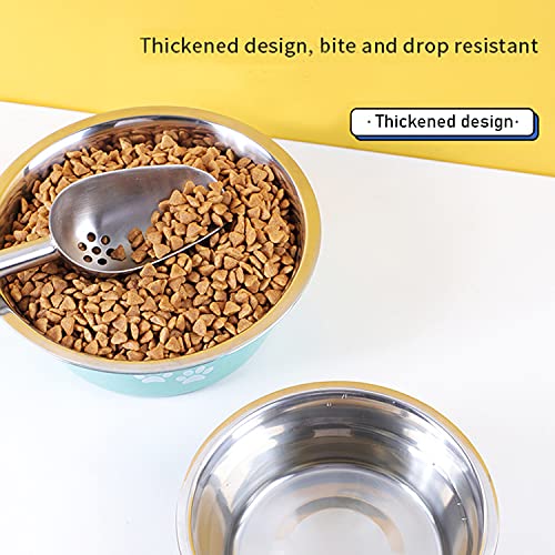 Stainless Steel Dog Bowls 2 Pack Small Medium Dogs Feeding Food Water Bowl with Non-Slip Silicone Sole, Stainless Steel Dog Dishes Elevated Raised Pet Feeder(Green+Grey, M(3.6 Cups) - color: Green+Grey, size: M(3.6 Cups)