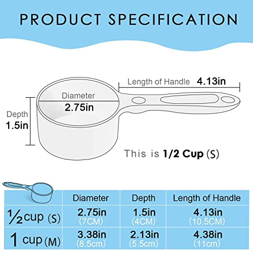 Super Design 1/2 Cup Dog Food Scoop for Container Melamine Measuring Scoop for Dogs Cats Birds and Rabbits Pet Food Feeding Scoop Dishwasher Safe - Baby Blue - color: Baby Blue ½ Cup