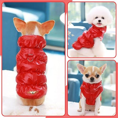 ABRRLO Winter Warm Dog Jacket for Small Medium Dogs Cat Cold Weather Coats with Harness Paded Dogs Fleece Vest Waterproof Windproof Dog Snow Jacket Pet Puppy Clothes (Red,XS) - color: Red, size: X-Small
