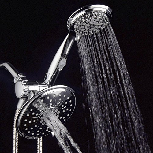 30-Setting Ultra-Luxury 6 inch Rainfall Shower Head & Handheld 3-way Combo with Water Saving Pause Switch and Stainless Steel Hose/Enjoy Separately or Together! Premium All Chrome Finish - color: Chrome Face