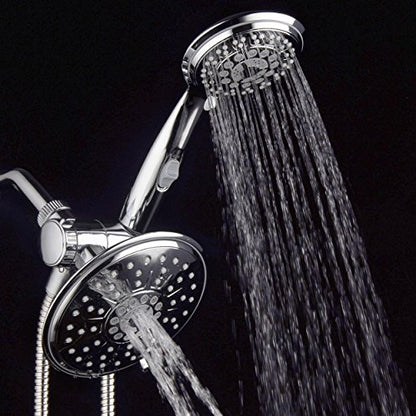 30-Setting Ultra-Luxury 6 inch Rainfall Shower Head & Handheld 3-way Combo with Water Saving Pause Switch and Stainless Steel Hose/Enjoy Separately or Together! Premium All Chrome Finish - color: Chrome Face
