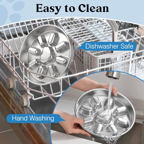 Slow Feeder Dog Bowls, 304 Stainless Steel Slow Feed Pet Bowl with Non-Slip Base for Medium Breed Dogs to Stop Bloat Prevent Choking, Dishwasher Safe, Silver - color: Silver, size: 3 Cups