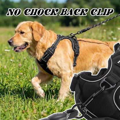 Funfox No Pull Dog Harness, Adjustable Pet Vest with Control Handle & Front Clip, Reflective Design for Small Medium Large XL Dogs, Black L - color: Black, size: L