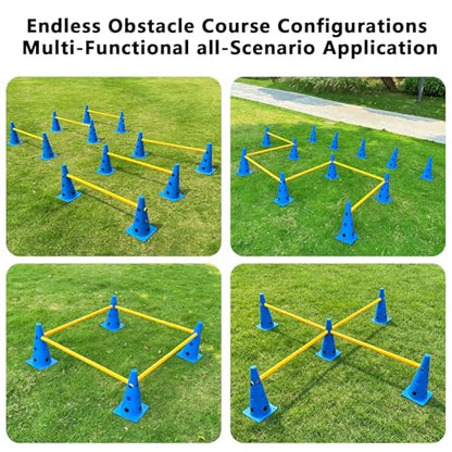 12 Dog Agility Hurdle Cones, 3 Adjustable Heights for Dog Training (Blue) - color: SLV-Hurdle Cone 12