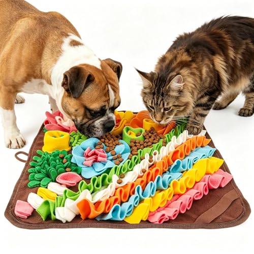 Snuffle Mat for Cats Dogs Small - 15.4" Pet Feeding Mat, Reduce Boredom | Cat Feeding Mat, Smart Dog Puzzle Enrichment Toys, Mental Stimulation, Stress Relief and Training Treat Dogs Sniff Mat Brown - color: blown, size: 15.4"L x 15.4"W