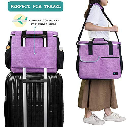 PetAmi Dog Travel Bag Organizer, Pet Travel Kit with 2 Food Containers & 2 Collapsible Dog Bowls, Pet Supplies Tote with Luggage Sleeve, Weekend Road Trip Camping Essentials, Purple, Large - color: Purple, size: Large - 15.5"L x 9.5"W x 14.0"H