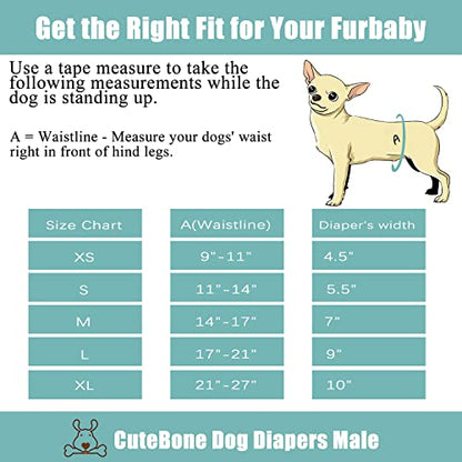 CuteBone Dog Diapers Male 4 Pack Puppy Wraps Reusable Doggie Belly Bands for Male Dogs Small Medium Large - size: S(11"-14")