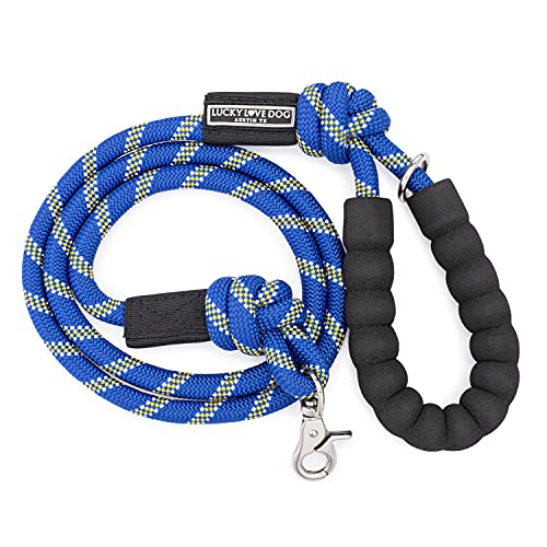 Lucky Love Dog Rope Leash, Reflective, Padded Handle, Thick Rope, Medium to Large Dogs, Sapphire - color: Sapphire