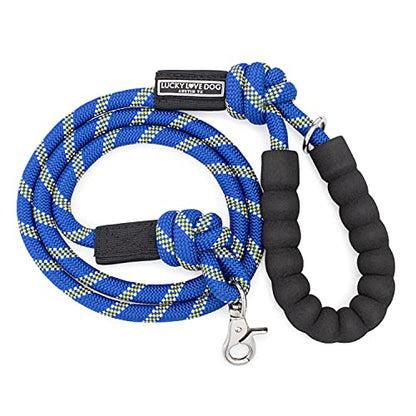 Lucky Love Dog Rope Leash, Reflective, Padded Handle, Thick Rope, Medium to Large Dogs, Sapphire - color: Sapphire