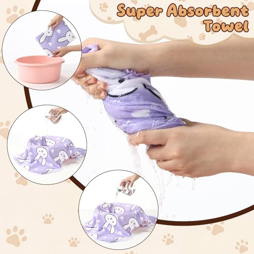 10 Pcs Dog Towels for Drying, 20"x40" Quick Drying Microfiber Pet Bath Towel, Dog Grooming Absorbent Towel with Cute Pattern, Soft Bathrobe for Large Medium Small Puppy Cat