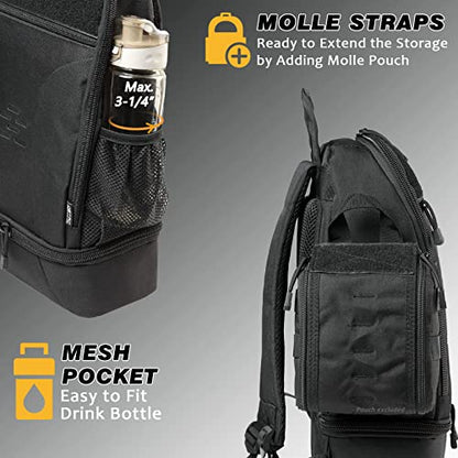 DBTAC Tactical Pet Backpack for Small Dogs & Cats - Compact Travel Bag with Insulated Pocket & 1x Detachable Food Container Included | Outdoor Hiking, Road Trip, Airplane Approved (Black) - color: Black