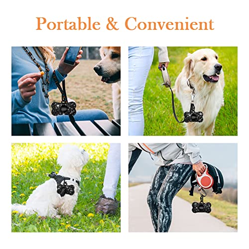 SAVORI Dog Poop Bag Holder Bling Crystal Dog Waste Bags Dispenser for Pet Dog Doggy with Carabiner Clip Includes 1 Roll 15 Bags (Black) - color: Black