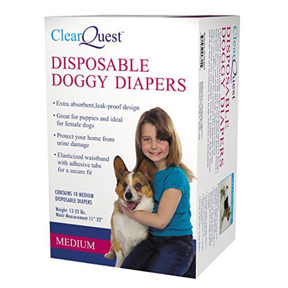 ClearQuest Disposable Doggy Diapers, Super Absorbent Leak-Proof Pet Diapers - size: Medium