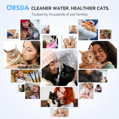 ORSDA 고양이 분수 필터, 탄소 및 수지 필터, 100온스/3L 자동 반려동물 분수 개 물 디스펜서, 3중 여과 시스템(12개)