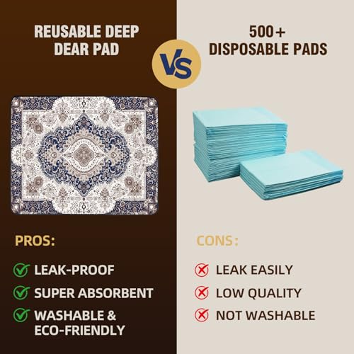 DEEP DEAR Washable Pee Pads for Dogs 65"x48" 1 Pack, Reusable Dog Pee Pads Extra Large, Super Absorbent Puppy Pads XXL, Waterproof & Leak-Proof Dog Potty Training Pads, Non-Slip Pet Incontinence Pads - color: Classic Brown