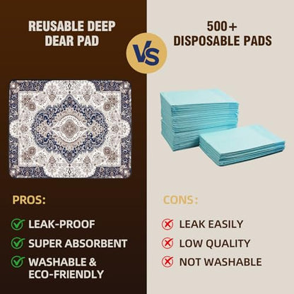 DEEP DEAR Washable Pee Pads for Dogs 65"x48" 1 Pack, Reusable Dog Pee Pads Extra Large, Super Absorbent Puppy Pads XXL, Waterproof & Leak-Proof Dog Potty Training Pads, Non-Slip Pet Incontinence Pads - color: Classic Brown