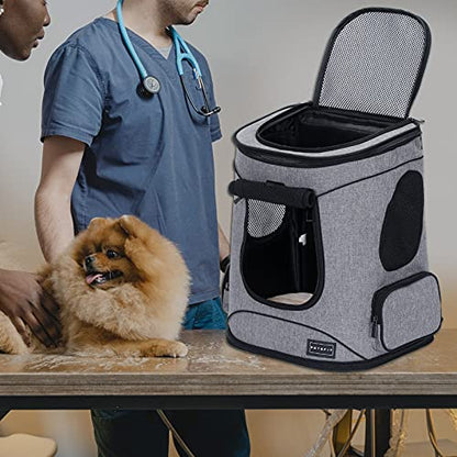 Petsfit Pet Backpack Carrier with Upgrade Waist Cushion Design to Better Fit the Waist, Suitable for Small and Medium Cats, and Rabbits up to 18 Pounds - color: Gray