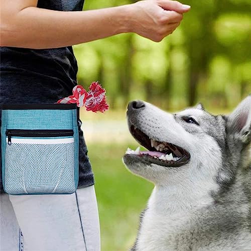 STMK Dog Treat Pouch Dog Clicker Training Kit, Dog Training Treat Pouch Dog Clicker for Training, 3 Ways to Wear Easily Carries Treat Pouches for Pet Training (Black and Light Blue) - color: Black and Light Blue