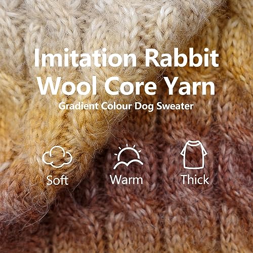 KYEESE Dog Sweater Thick Cable Knit Pet Sweater Gradient Color Small Dog Sweater Fuzzy Warm with Sleeves, Brown, X-Small - color: 06# Brown, size: X-Small (4-6lbs)