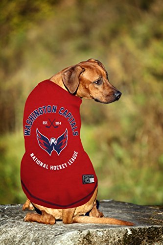 NHL Washington Capitals Tee Shirt for Dogs & Cats, X-Small. - Are You A Hockey Fan? Let Your Pet Be An NHL Fan Too! - color: Washington Capitals, size: X-Small
