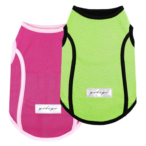 2 Pack Dog Clothes,Dog Shirts for Small Dogs,Quick Dry Dog Vest Boy Girl Summer, Puppy T-Shirt with Reflective Strip,Sun Protection Sleeveless Cool Breathable Pet Apparel(Pink and Green, XS) - color: Pink and Green, size: X-Small (Chest 12.2 in)