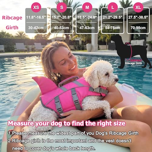Dogcheer Dog Life Jacket with Shark Fin, High Buoyancy Swim Vest with Top Rescue Handle, Adjustable Reflective Flotation Vest for Swimming, Kayaking, Boating - Taro Purple,XS - color: Taro Purple, size: X-small