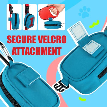 Dog Poop Bag Holder for Various Leashes,Hands Free Dogs Bag Holder with Hook loop/Carabiner Clip,Dogs Poop Bags Rolls Holder-Large Capacity,Dog Walking,Blue - color: Blue