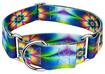 Country Brook Petz - HossFit Jr Wide Martingale Dog Collar - Groovy Collection Featuring Far Out Designs (Tie Dye Flowers, Extra Large) - color: Tie Dye Flowers, size: Extra Large (Pack of 1)