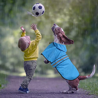 Waterproof Hooded Dog Raincoat - Adjustable Reflective Pet Jacket, Lightweight Dog Slicker Poncho for Small to X- Large Dogs and Puppies (Blue, Large) - color: Blue, size: Large